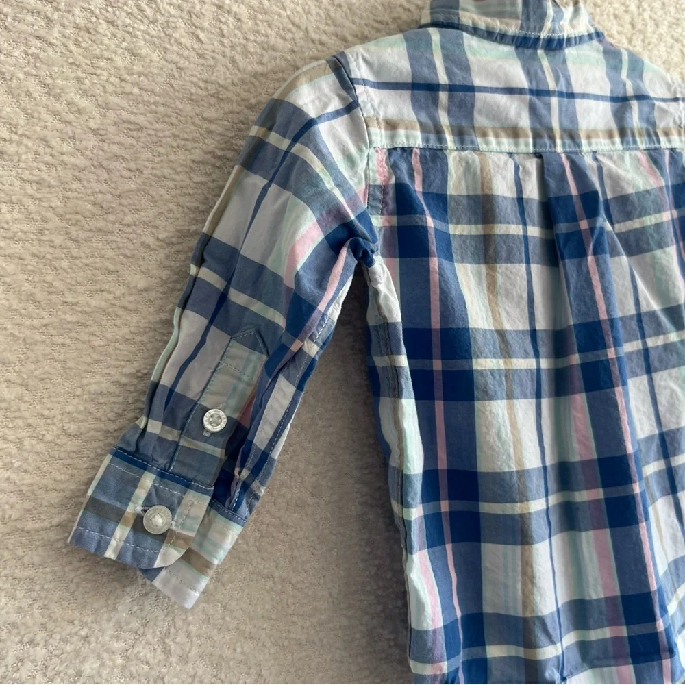 Janie And Jack‎ Infant Button Down Dress Plaid Shirt Size 3-6 Months